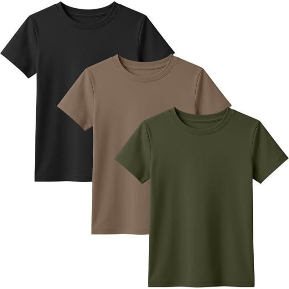 3 Pack Toddler Short Sleeve Tops Crew Neck, Slim Fit, Summer Tees, 18M to 24M